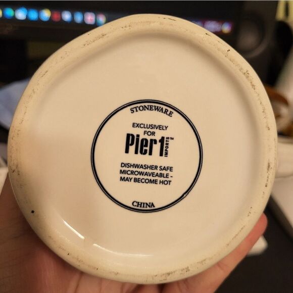 Pier 1 "PEACE" Stoneware Coffee Mug, 4.5 inchess tall - Picture 5 of 5